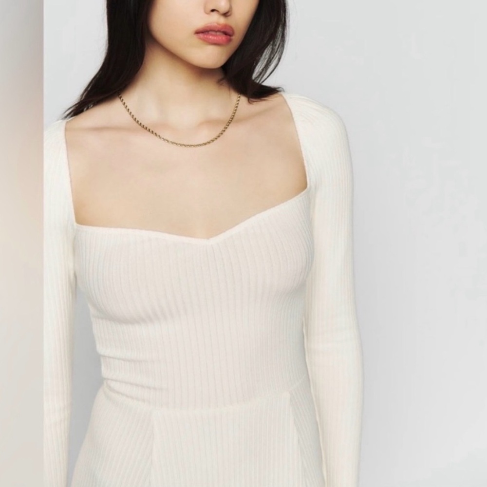 Reformation Cream Long Sleeve Dress - Picture 2 of 8